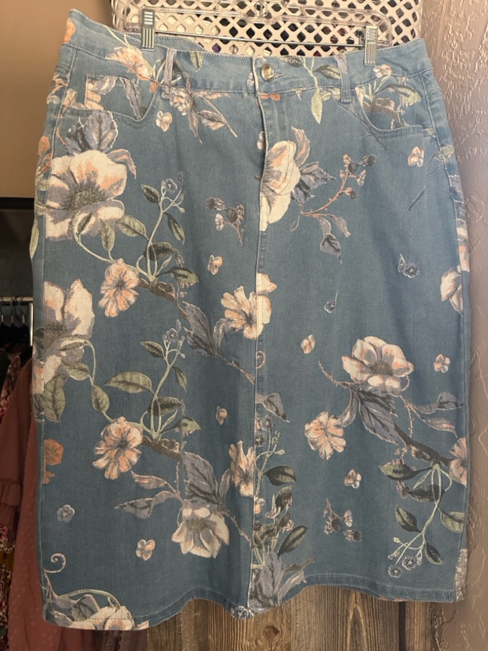Be Girl Floral Denim Skirt - Blue